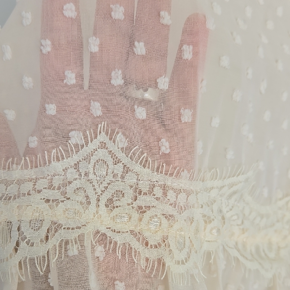 Wistful Moment Ivory Swiss Dot Long Sleeve Dress Size L - Picture 16 of 16